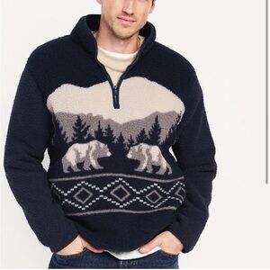 Old Navy Navy Blue Bear Fleece Quarter Zip